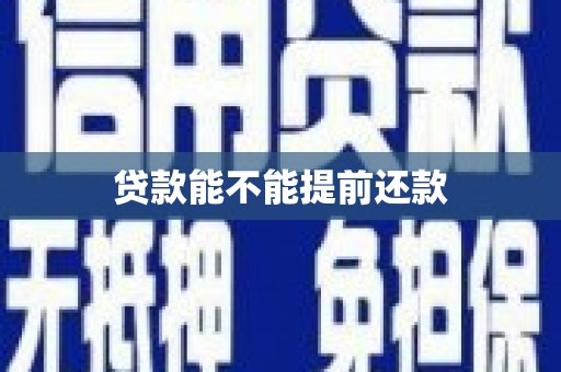 漠河贷款能不能提前还款