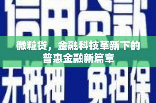 漠河微粒贷，金融科技革新下的普惠金融新篇章