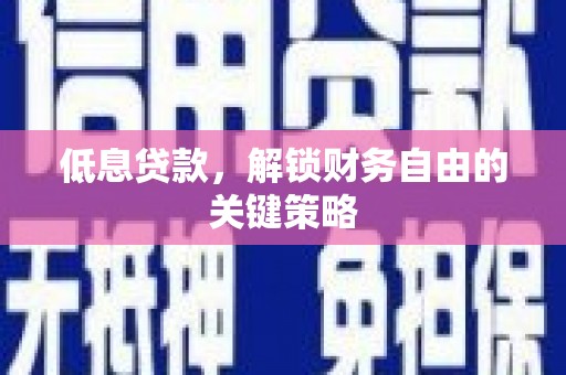 漠河低息贷款，解锁财务自由的关键策略