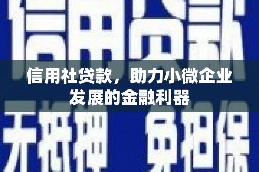 漠河信用社贷款，助力小微企业发展的金融利器